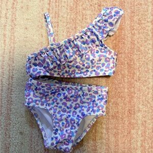 Cat and Jack Leopard Print Kids Swim Set - Purple and Pink